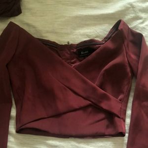 BARDOT wine crop top